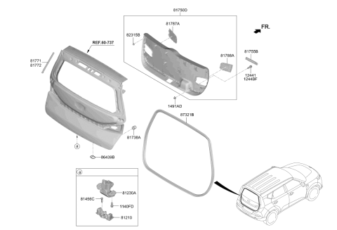2022 Kia Soul Tail Gate Grip Handle Diagram for 81751K0000