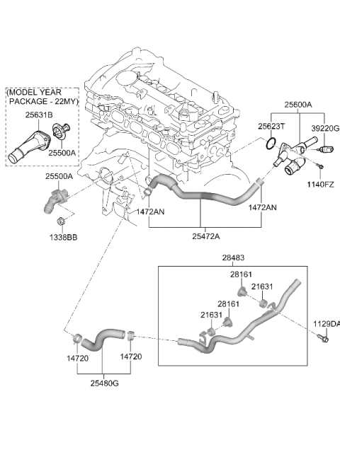 2021 Kia Soul Coolant Pipe & Hose Diagram 2