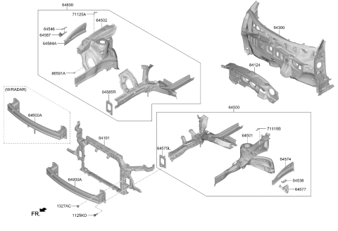2022 Kia Soul EXTN-Fender Apron Up Diagram for 645H2K0000