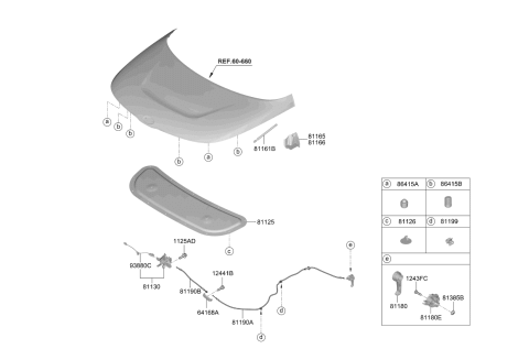 2020 Kia Soul Lifter-Hood Diagram for 81161K0000