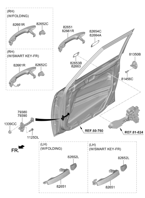2022 Kia Soul Door Outside Handle Assembly Diagram for 82661K0110