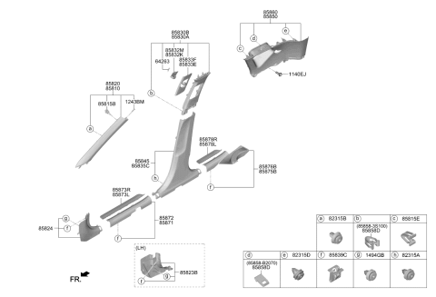 2021 Kia Soul Clip-Trim MTG Diagram for 85858K0000
