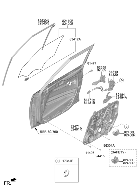 2022 Kia Soul Grip Assembly-Rear Door Diagram for 83412D4000