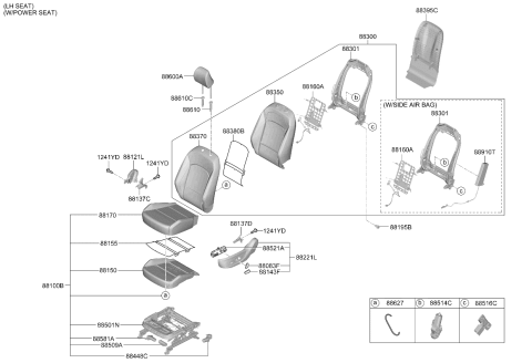 2022 Kia Soul Front Back Covering Assembly Left Hand Diagram for 88360K0000SJ0