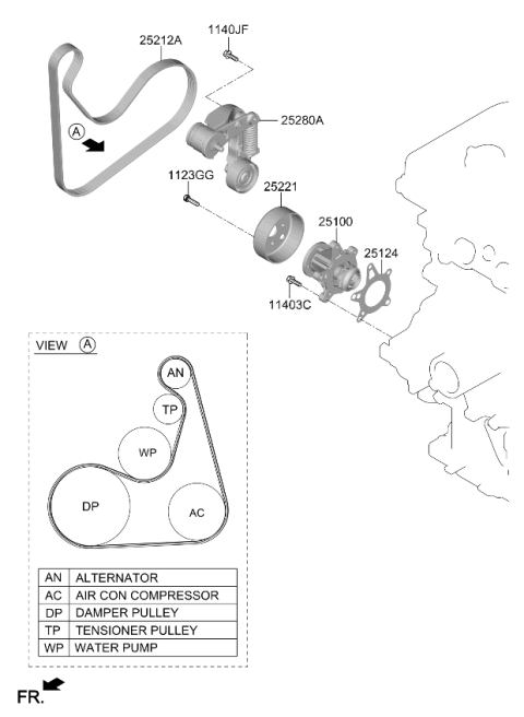 2025 Kia Seltos AUTO TENSIONER ASSY Diagram for 252802M800