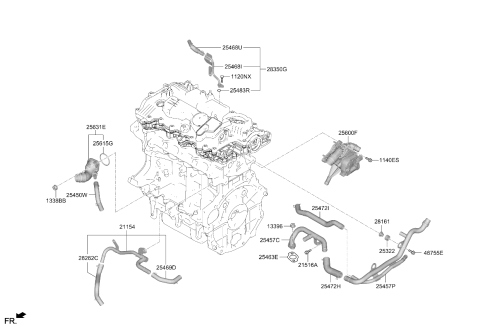 2024 Kia Seltos HOSE ASSY-OIL COOLER Diagram for 254642M800