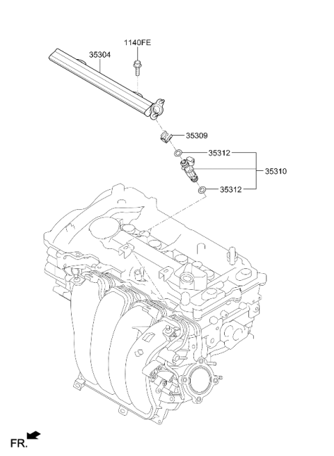 2025 Kia Seltos INJECTOR ASSY-FUEL Diagram for 353102M800