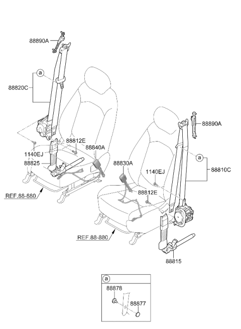 2024 Kia Seltos Stopper-Seat Belt Lower Diagram for 888780W000WK