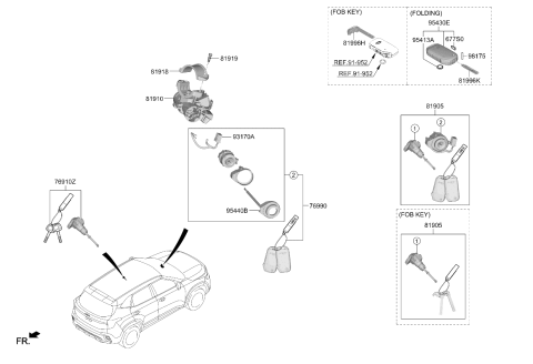 2024 Kia Seltos Door Key Sub Set Left Diagram for 81970Q5A00