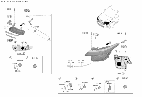 2025 Kia Seltos Head Lamp Assembly Left Hand Diagram for 92101Q5720