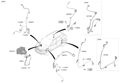 2026 Kia Seltos Hydraulic Unit Assembly Diagram for 58910Q5510