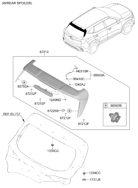 2025 Kia Seltos Roof Garnish & Rear Spoiler Diagram 3