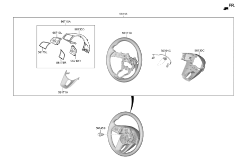 2026 Kia Seltos Steering Wheel Assembly Diagram for 56100Q5BJ0WK