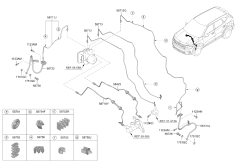 2026 Kia Seltos Brake Front Hose Right Hand Diagram for 58732Q5000