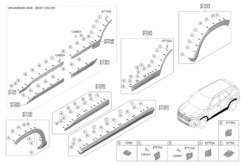 2026 Kia Seltos Clip-Waist Line MOUL Diagram for 87715B4000