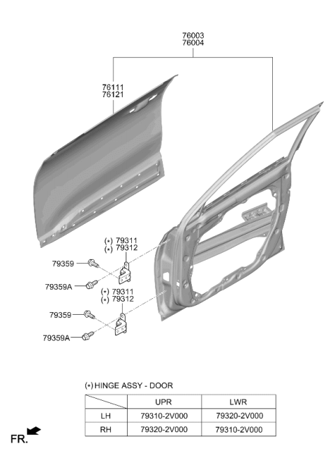 2025 Kia Seltos Front Door Outer Panel Diagram for 76121Q5000