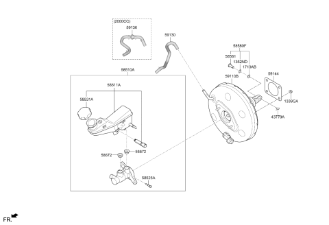 2026 Kia Seltos CYLINDER ASSY-BRAKE Diagram for 58510Q5540