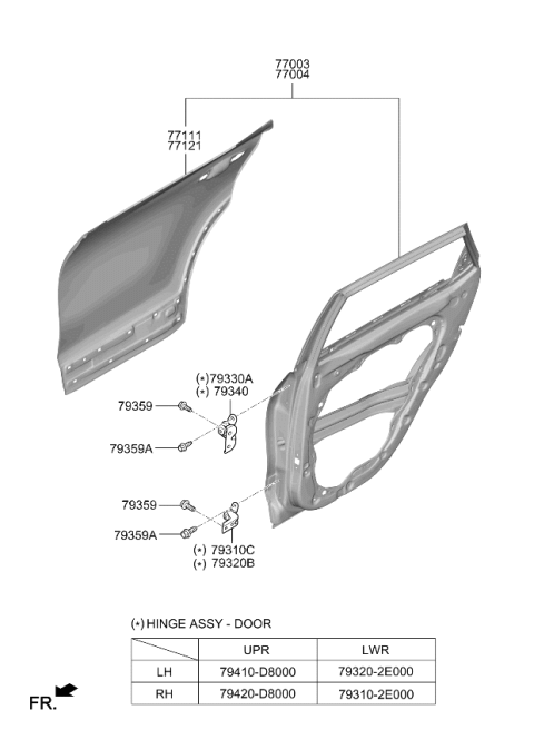 2024 Kia Seltos Rear Door Panel Assembly Left Hand Diagram for 77003Q5000