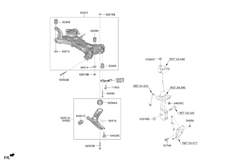 2026 Kia Seltos Crossmember Complete Diagram for 62405Q5500