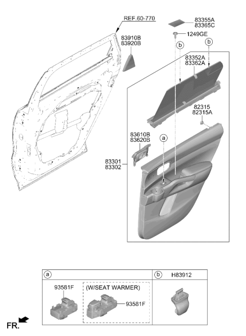2026 Kia Sorento Rear Door Trim Panel Complete Diagram for 83301R5080MWB