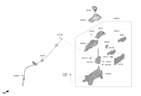 2024 Kia Sorento KNOB ASSY-GEAR SHIFT Diagram for 46720R5100