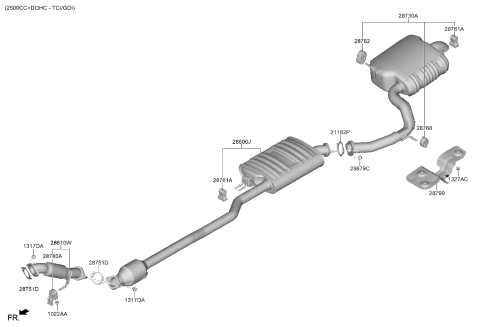 2025 Kia Sorento Center Muffler Complete Diagram for 28650R5960