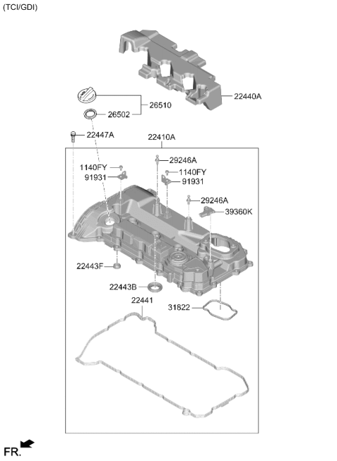 2025 Kia Sorento Gas Rocker Cover Diagram 3
