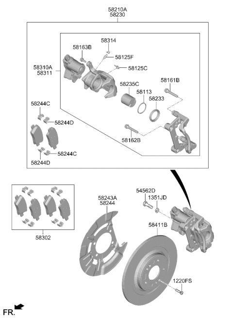 2024 Kia Sorento Rear Wheel Brake Assembly Diagram for 58230K5000