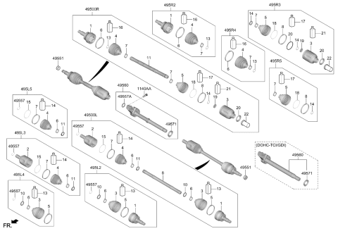 2024 Kia Sorento Drive Shaft Assembly Left Hand Diagram for 49500R5210