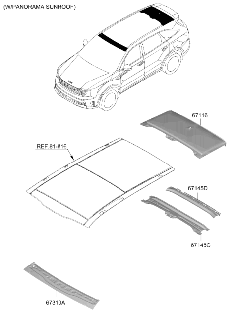 2025 Kia Sorento Gas Roof Panel Diagram 2