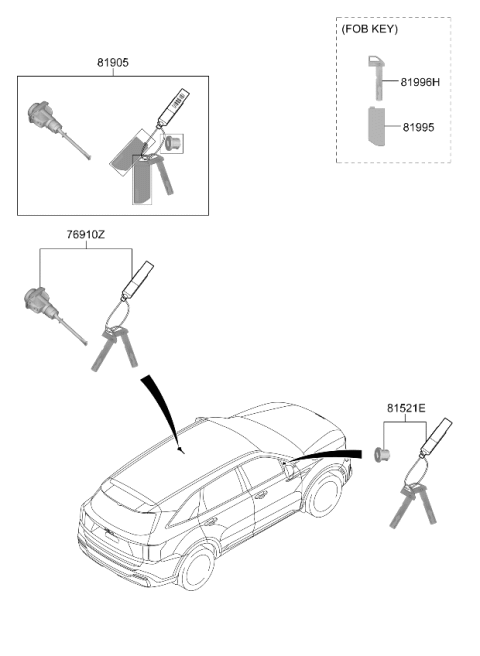 2024 Kia Sorento KEY SUB SET-DOOR,LH Diagram for 81970R5C00