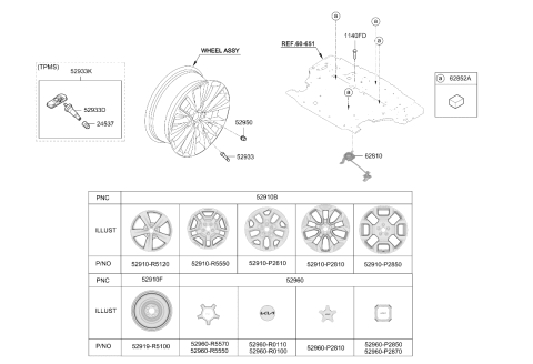 2024 Kia Sorento Wheel Hub Cap Assembly Diagram for 52960P2810