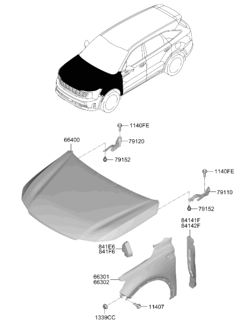 2025 Kia Sorento PANEL ASSY-FENDER,LH Diagram for 66310R5600