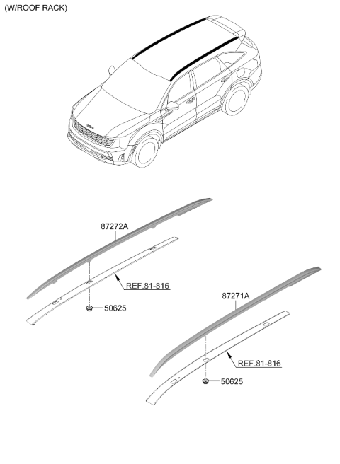 2025 Kia Sorento Gas Roof Garnish & Rear Spoiler Diagram 2