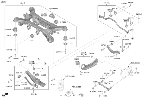 2025 Kia Sorento Rear Crossmember Diagram for 55405P2700