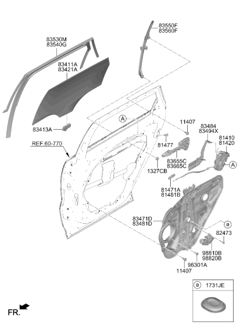 2024 Kia Sorento Rear Door Panel Assembly Left Hand Diagram for 83471R5000