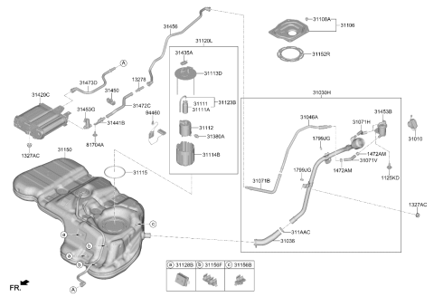 2026 Kia Sorento FUEL PUMP & TUBE ASS Diagram for 31119R5500