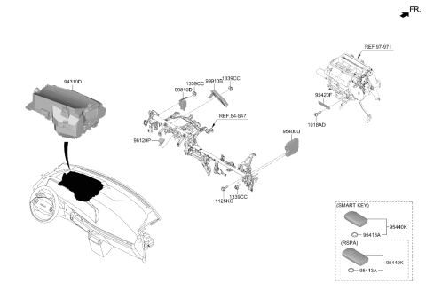 2024 Kia EV6 Smart Key Fob Diagram for 95440CV001