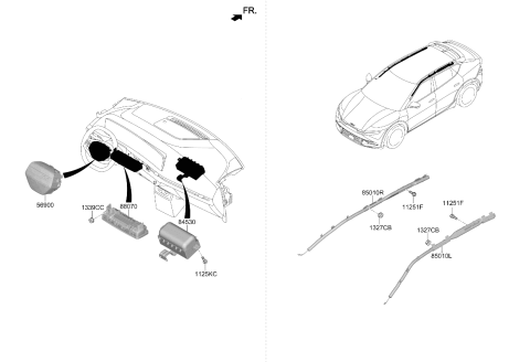 2025 Kia EV6 Steering Wheel Air Bag Module Assembly Diagram for 80100CV550OFW
