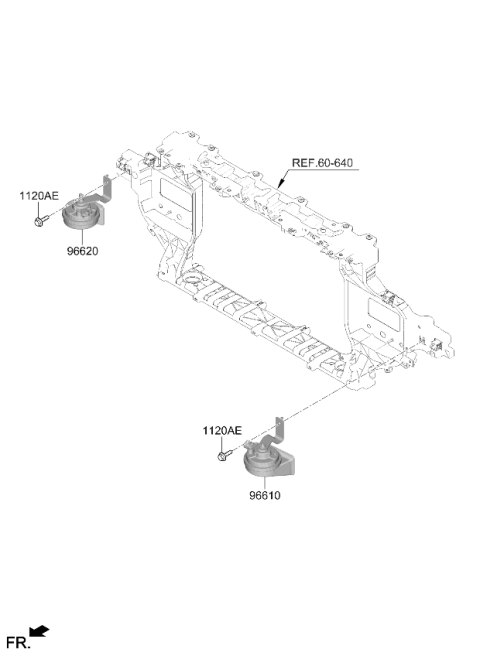 2026 Kia EV6 HORN ASSY-HIGH PITCH Diagram for 96621CV500