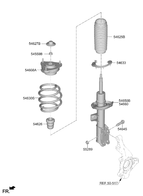 2025 Kia EV6 Front Strut Assembly Right Hand Diagram for 54651XG000