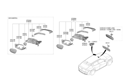 2026 Kia EV6 Outside Rear View Mirror Assembly Diagram for 87610XG010