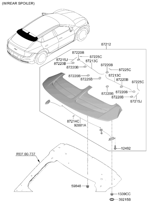 2025 Kia EV6 SPOILER ASSY-RR Diagram for 87210XG000