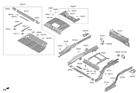 2026 Kia EV6 Rear Floor Panel Assembly Diagram for 65513XG000