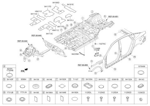 2019 Kia Optima Hybrid Cowl Side Mounting Extension Assembly Diagram for 71238D4000