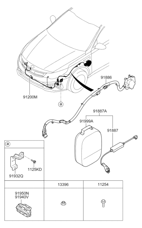 2019 Kia Optima Hybrid Wiring Mounting Bracket Diagram for 91931D4550