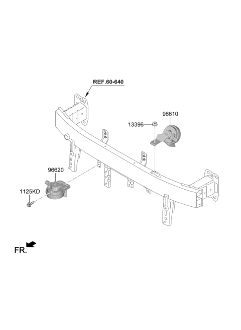 2019 Kia Optima Hybrid High Pitch Horn Assembly Diagram for 96621A8000