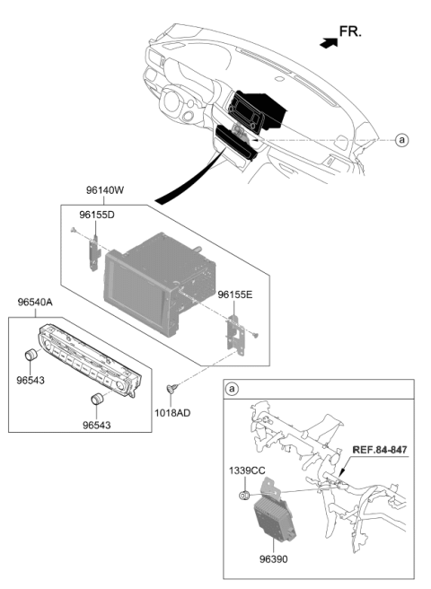 2020 Kia Optima Hybrid Keyboard Assembly-Av Diagram for 96540D5GA0WK
