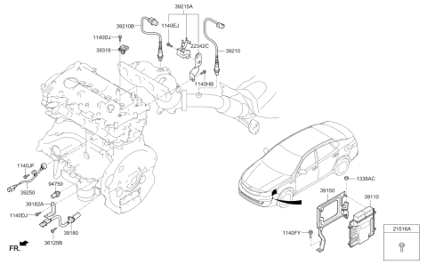 2020 Kia Optima Hybrid PCU Bracket Diagram for 391502G600