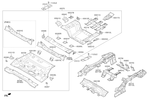 2019 Kia Optima Hybrid Rear Floor Panel Assembly Diagram for 65510A8600